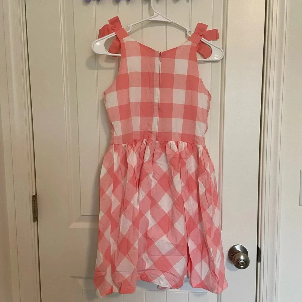EUC | Carter’s girl’s pink‎ plaid bow strap dress — size 14
